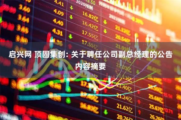 启兴网 顶固集创: 关于聘任公司副总经理的公告内容摘要